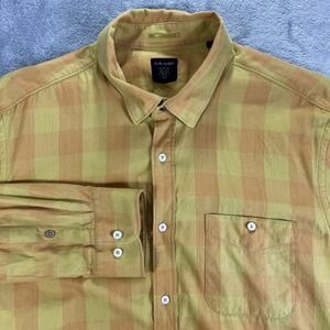 RARE RABBIT Button‎ Down Shirt Mens Large Yellow Orange Plaid Cotton Connect